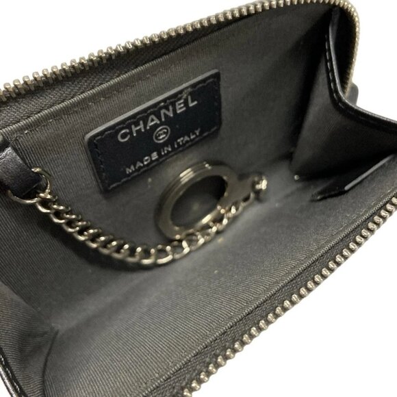 Auth CHANEL Matelasse Dark Gray Lambskin Coin Case - Picture 2 of 10